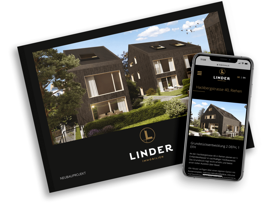 Linder Immobilien Broschüre und Webseite