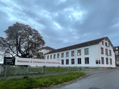 Gebäude im Jahr 2022 mit der aktuellen Beschriftung der Media Motion AG